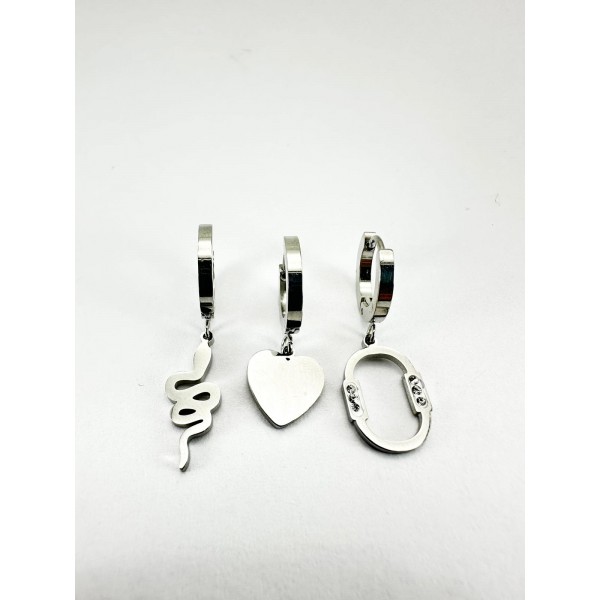 Gümüş Figürlü Üçlü Küpe